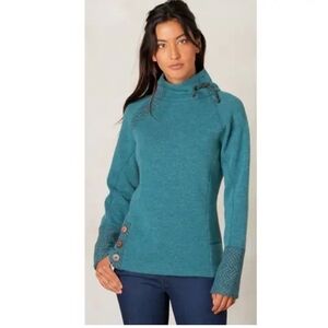 Prana Teal Wool Blend Cowl Neck Sweater Women's, XS